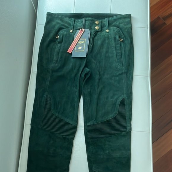NWT BALMAIN H&M Suede Pants Size 4 - Picture 2 of 7